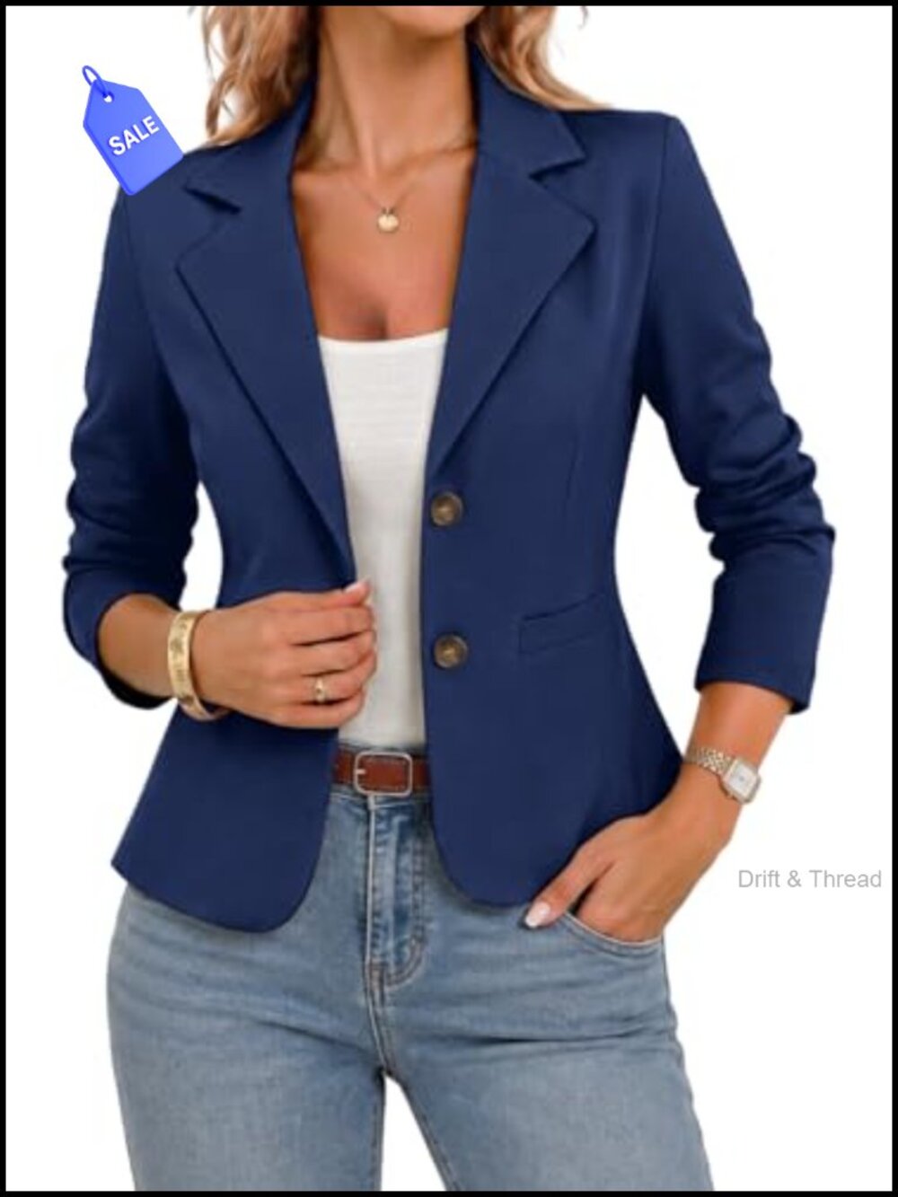 Women's Stretch Knit Blazer Business Casual Notch Collar Cinched Waist